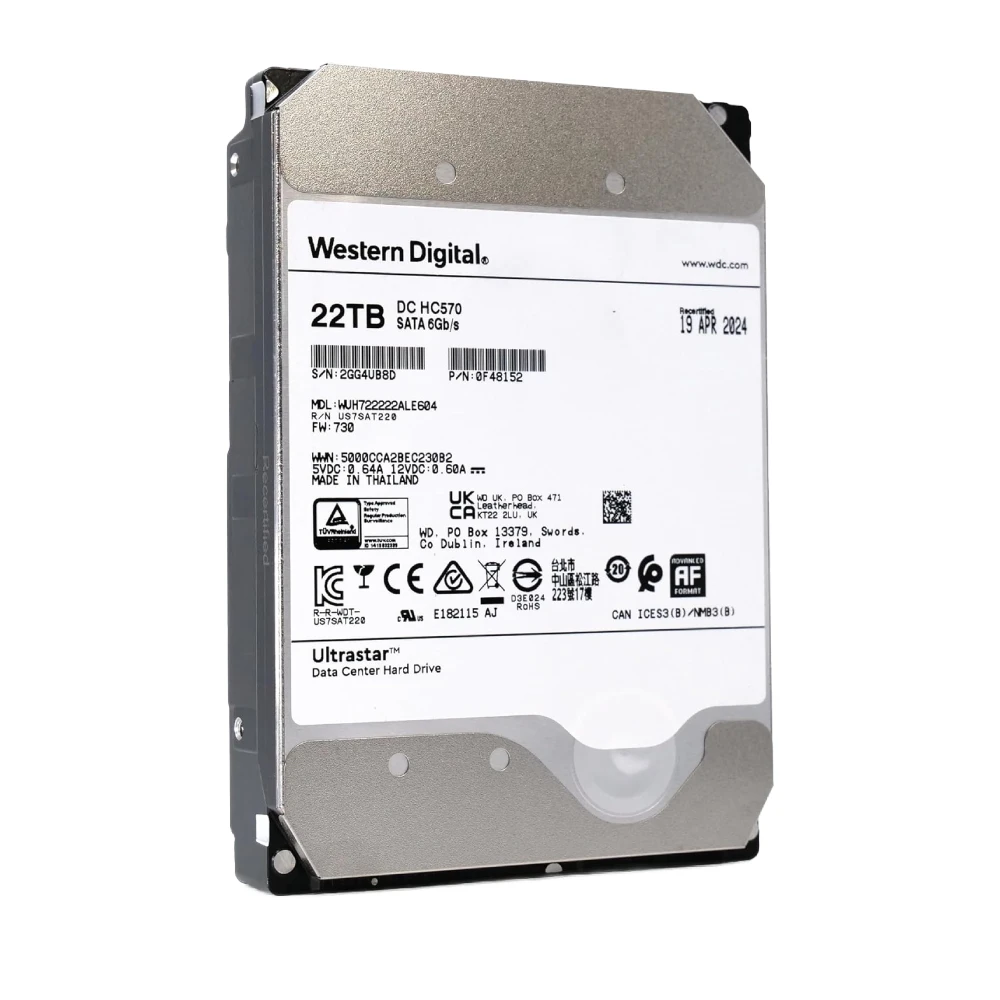 WD Ultrastar 22TB Enterprise Data Center Hard Drive SATA 3.5 Inch DC-HC570